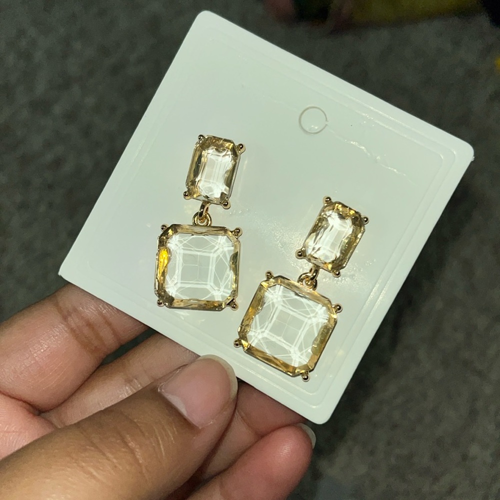 Hanging Chunky Glass Earrings - Picture 3 of 6